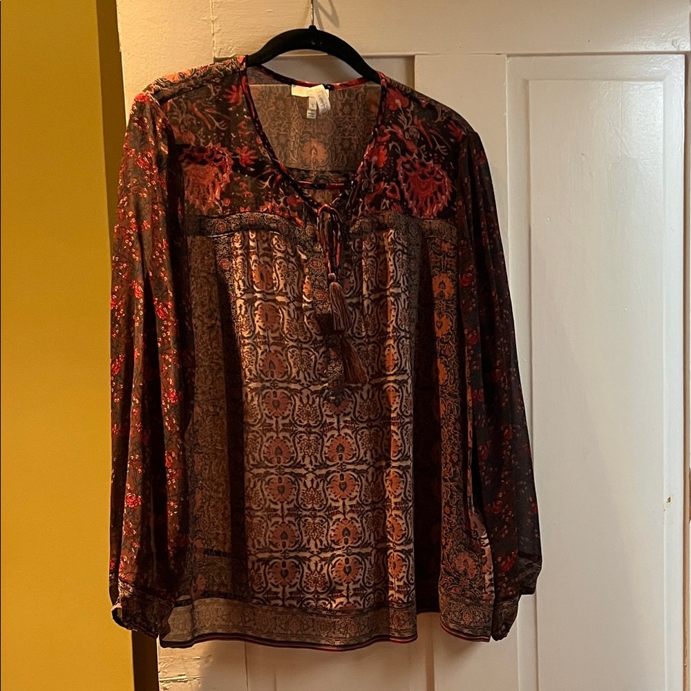 Joie Black and Red Patterned Blouse
